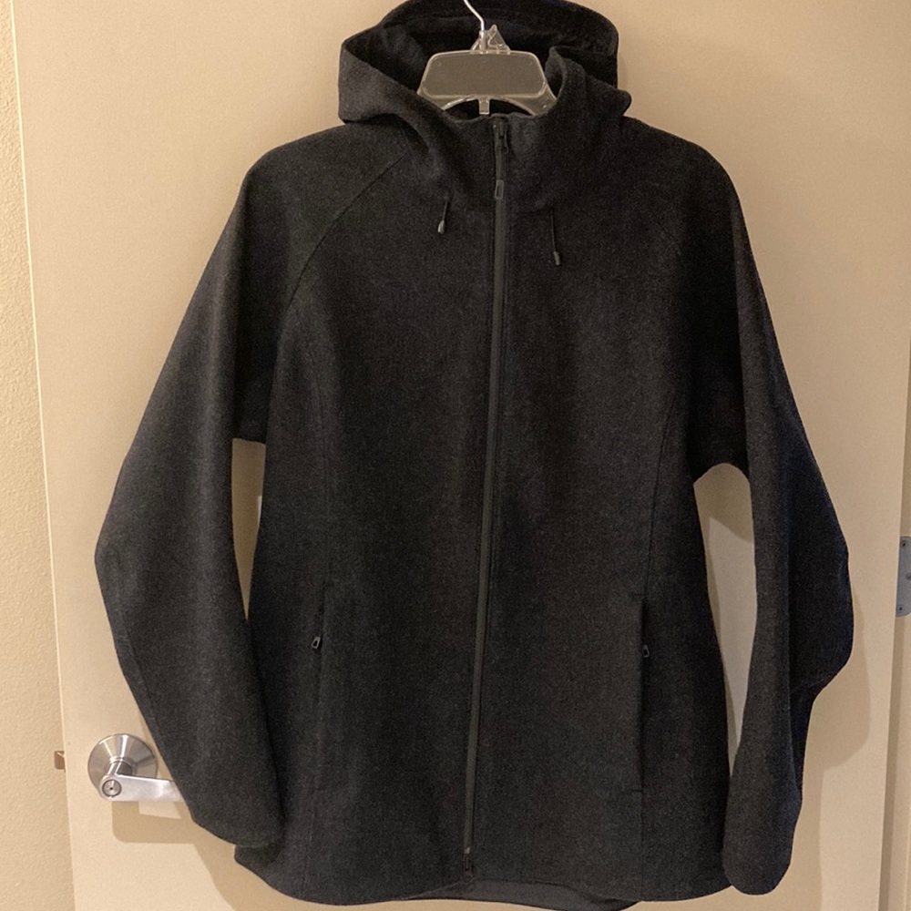 NWT Rare Patagonia Recycled Wool Hooded Jacket Womens Large Dark Gray